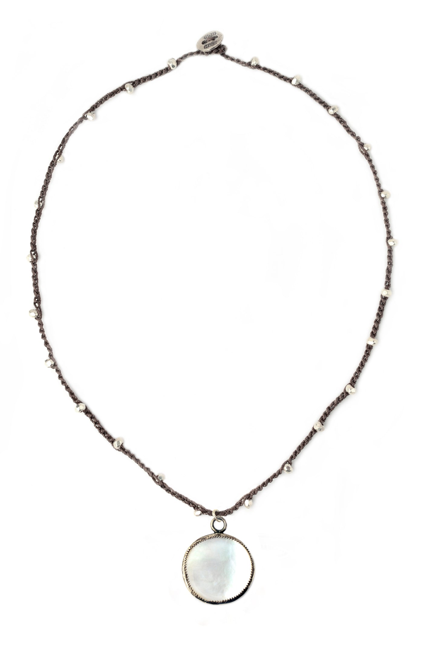 On U Jewelry - Antique Mother of Pearl Bezel-Set Button necklace designed by Donna Silvestri, On U Jewelry, Richmond, VA