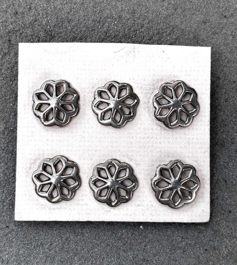 Antique Navajo Silver sandcast buttons to be featured on one of On U Jewelry's necklaces.