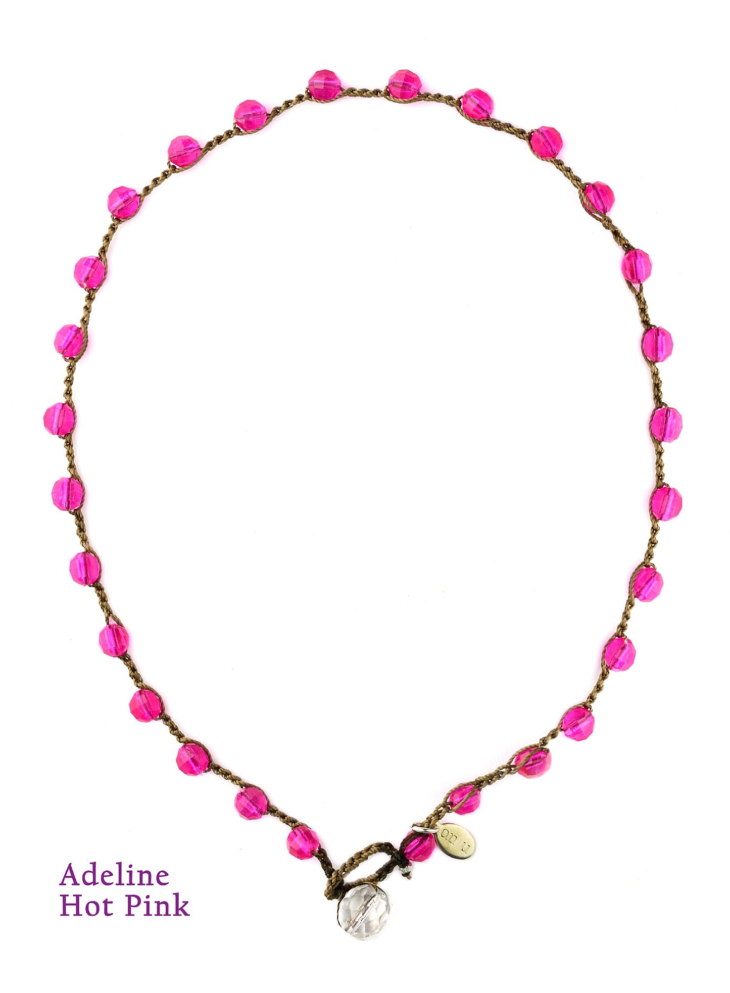 onujewelry.com - Large Bead Dot Necklace in Hot Pink. Designed, and created, by Donna Silvestri, On U Jewelry, Richmond, VA