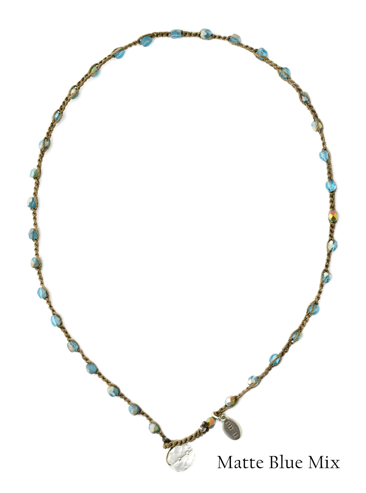 onujewelry.com - Small Bead Dot Necklace in Matte Blue Mix. Designed, and created, by Donna Silvestri, On U Jewelry, Richmond, VA