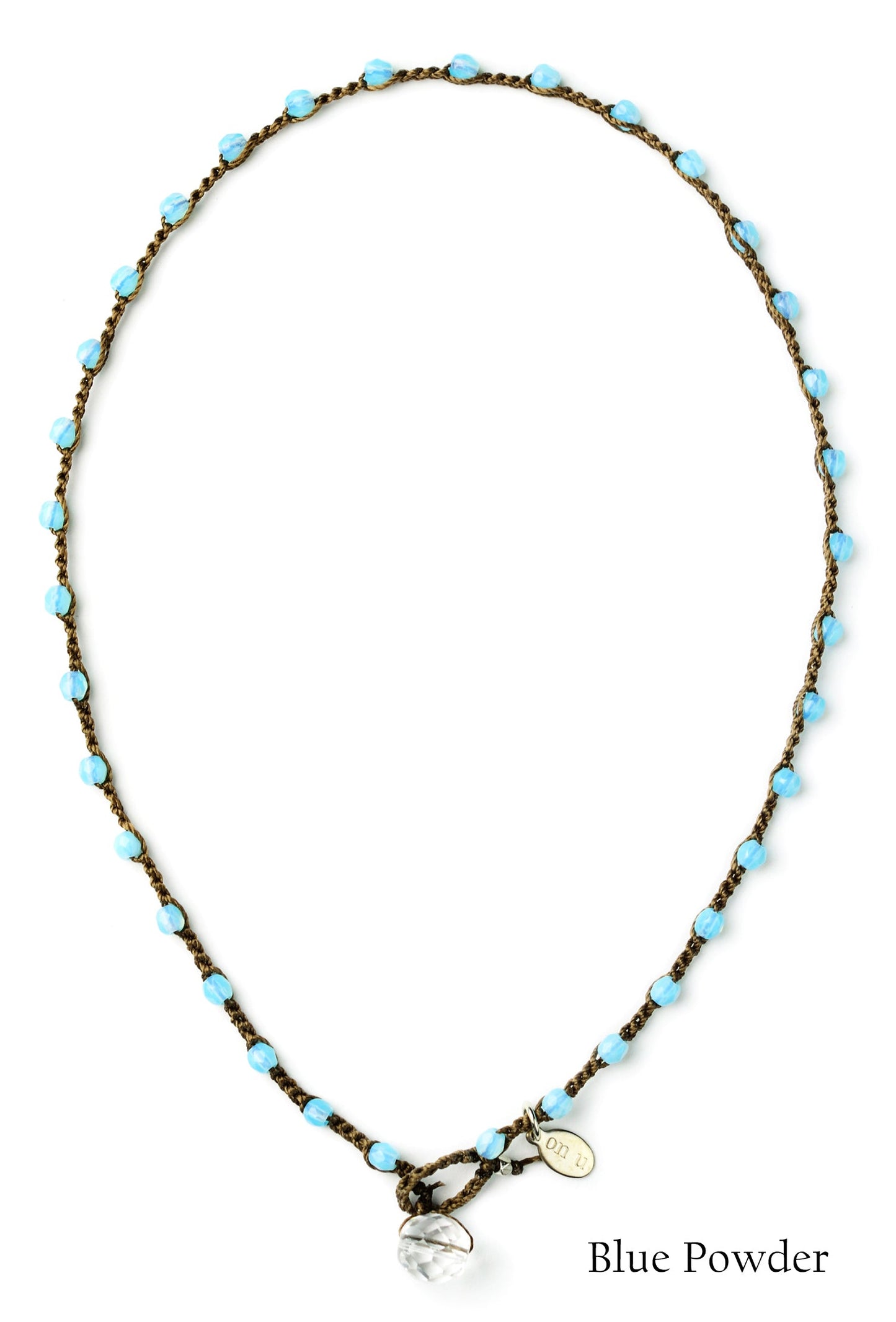 onujewelry.com - Small Bead Dot Necklace in Blue Powder. Designed, and created, by Donna Silvestri, On U Jewelry, Richmond, VA
