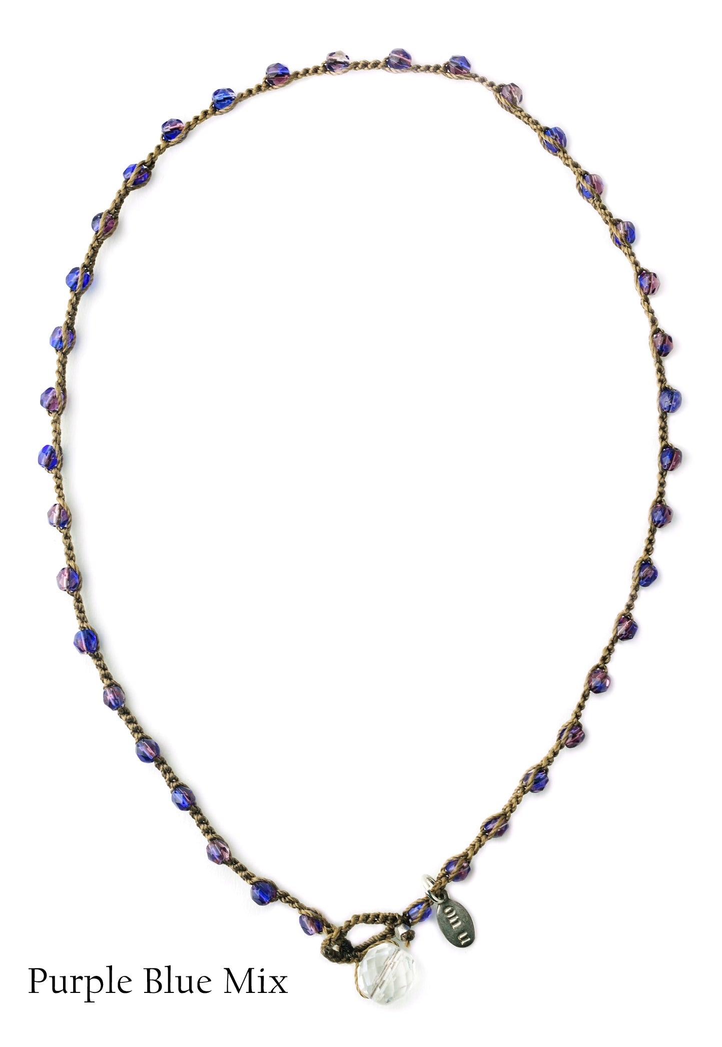 onujewelry.com - Small Bead Dot Necklace in Purple Blue Mix. Designed, and created, by Donna Silvestri, On U Jewelry, Richmond, VA