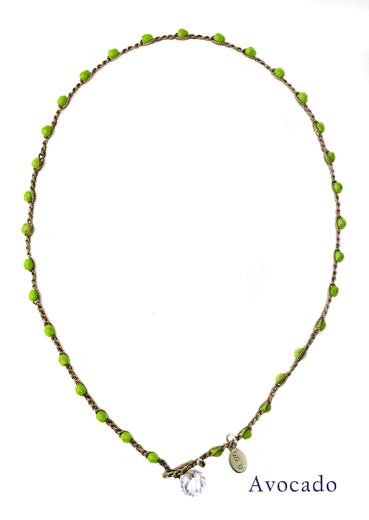 onujewelry.com - Small Bead Dot Necklace in Avocado. Designed, and created, by Donna Silvestri, On U Jewelry, Richmond, VA