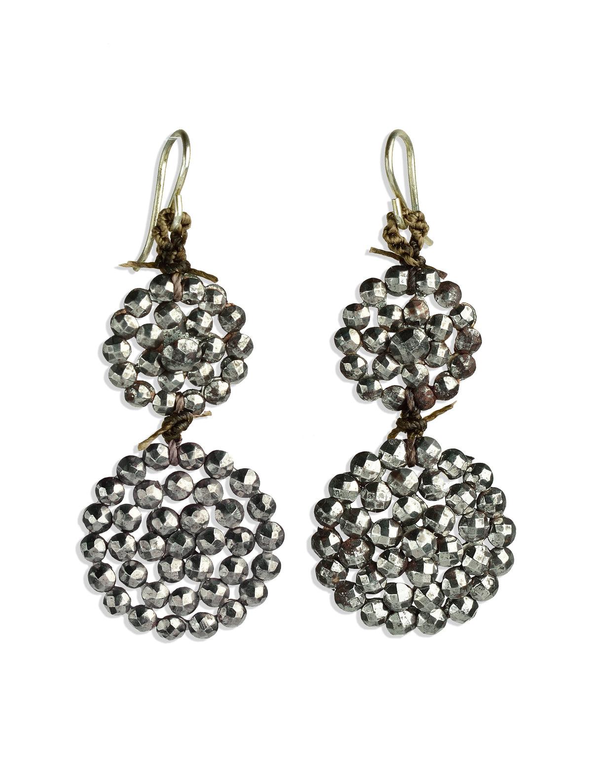 Antique Cut Steel Buttons fashioned into sophisticated drop earrings by On U Jewelry.