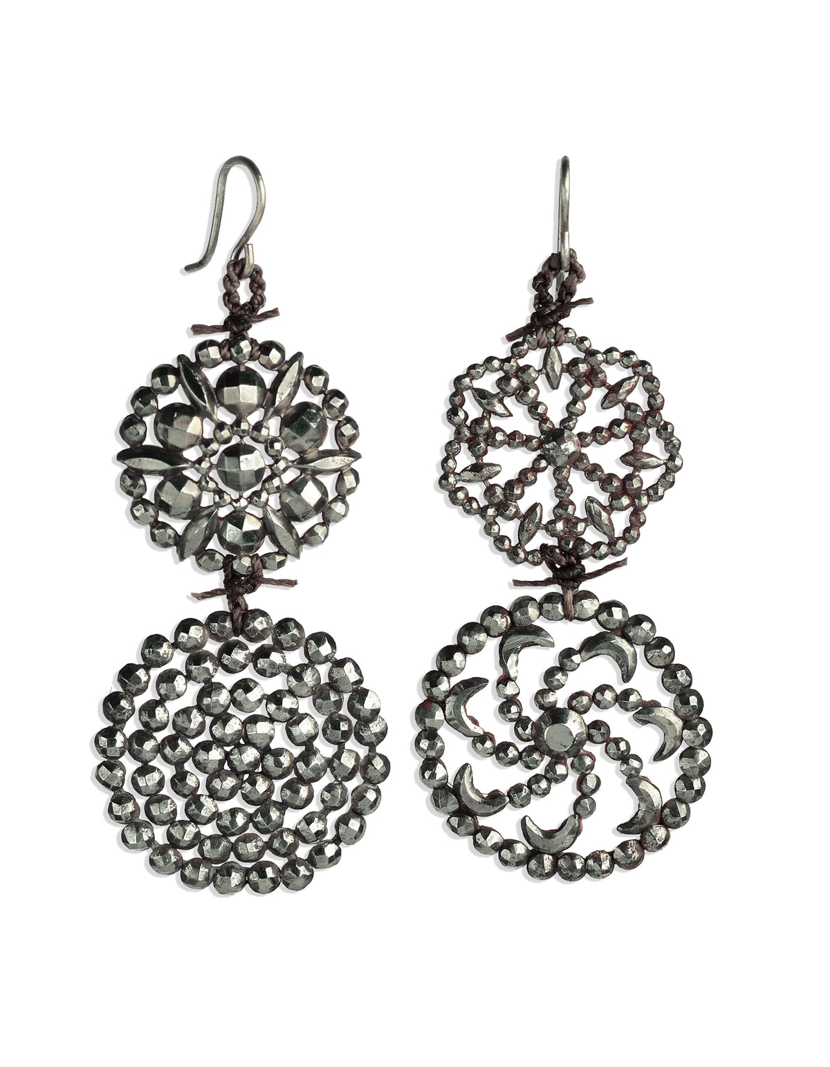 Antique Cut Steel Buttons fashioned into eye-catching, fun, earrings by On U Jewelry.