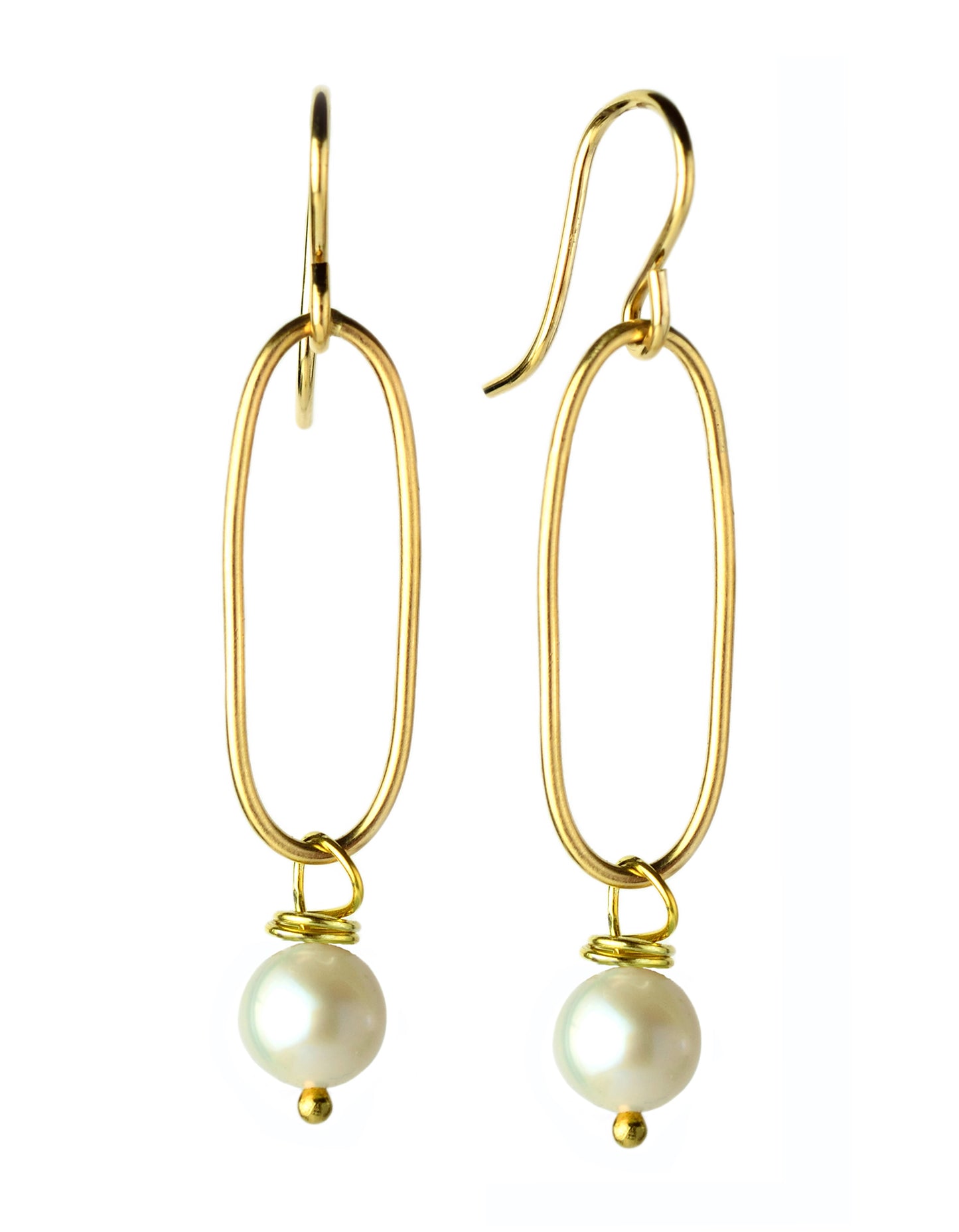 onujewelry.com - Gold-filled Bella earrings with wire-wrapped natural pearl drop created by Donna Silvestri, On U Jewelry, Richmond, Virginia