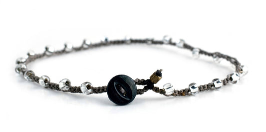 Durable hand-crocheted crystal beaded anklet by On U Jewelry, Richmond, VA