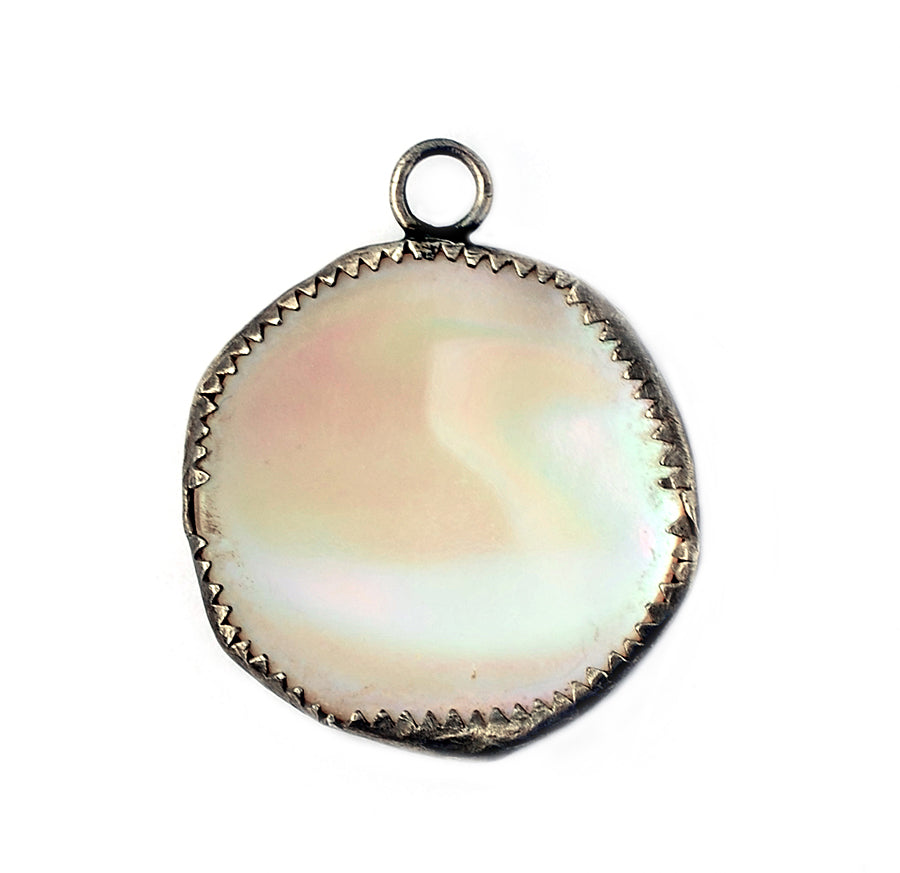 On U Jewelry - Antique Mother of Pearl Bezel-Set Button necklace designed by Donna Silvestri, On U Jewelry, Richmond, VA