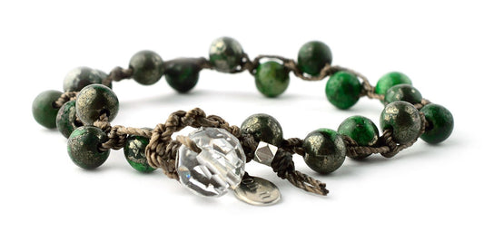 Why Knot Bracelet - Green Iron Pyrite - On U Jewelry