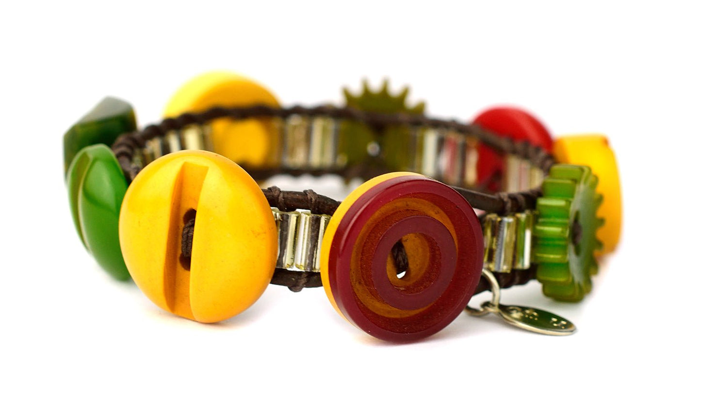 Anitque Button Bracelet - Bakelite - On U Jewelry