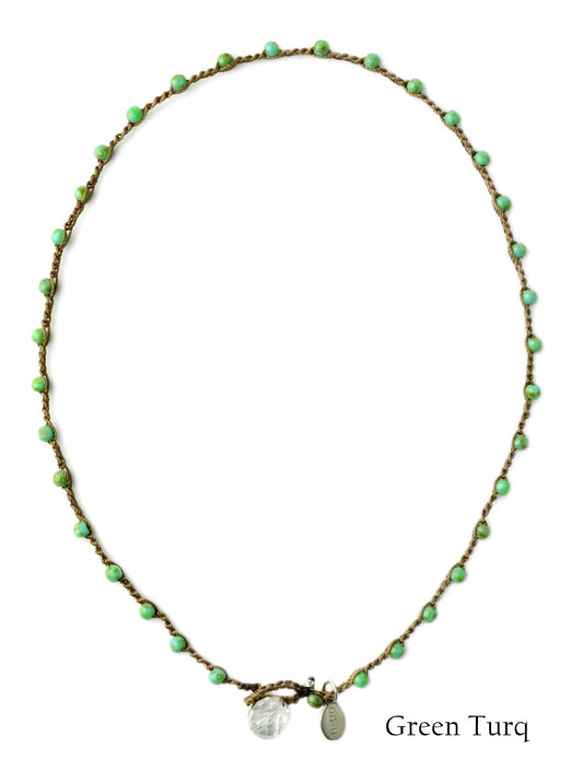 onujewelry.com - Small Bead Dot Necklace in Green Turquoise.  Designed, and created, by Donna Silvestri, On U Jewelry, Richmond, VA