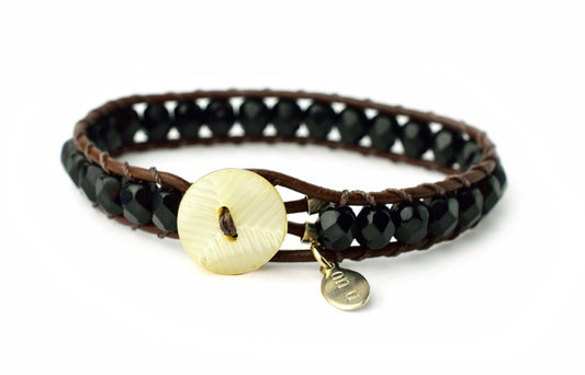 onujewelry.com - Hand-woven Gatsby bracelet created with a black beads by Donna Silvestri, On U Jewelry, RIchmond, VA