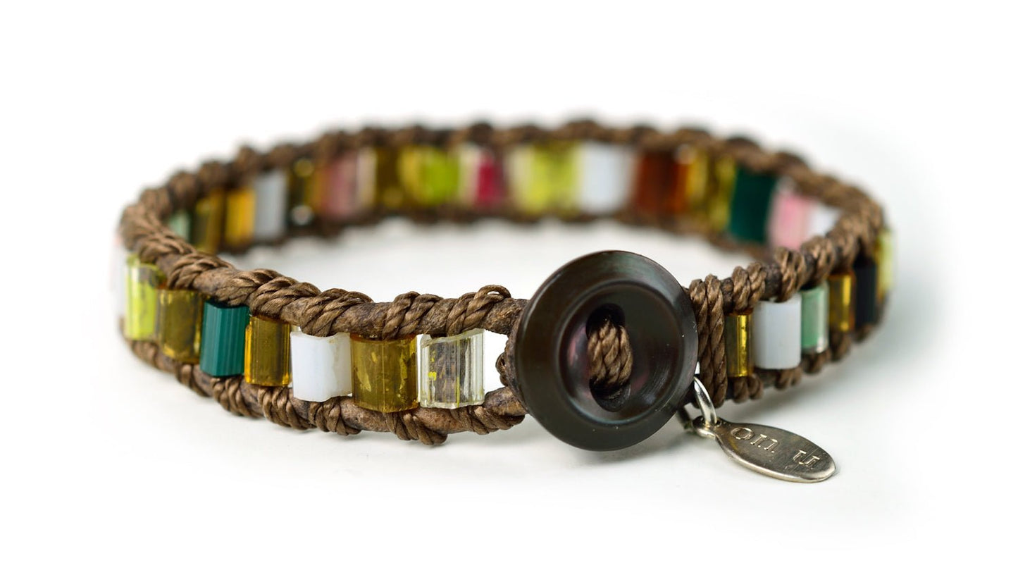 onujewelry.com - Hand-woven Gatsby bracelet created with authentic Victorian Glass from Paris  by Donna Silvestri, On U Jewelry, RIchmond, VA