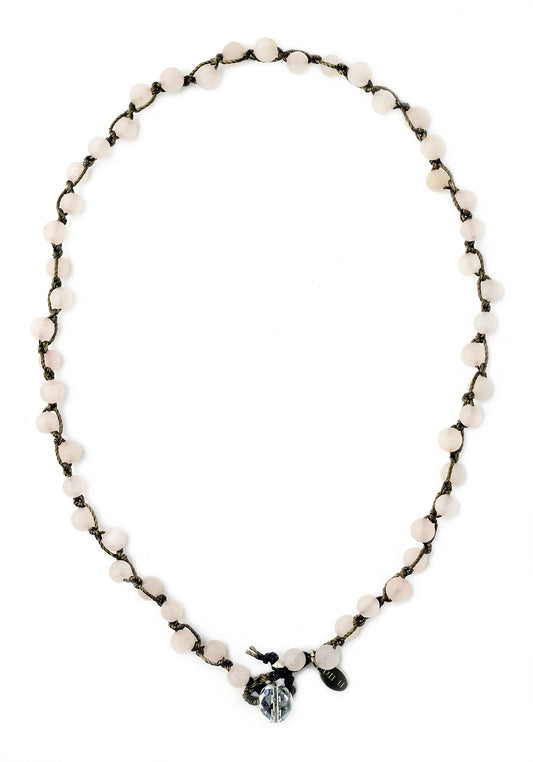 Hand-knotted semi-precious Rose Quartz necklace handmade by Donna Silvestri, On U Jewelry, Richmond, VA